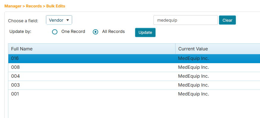 Bulk Edits for dropdown field