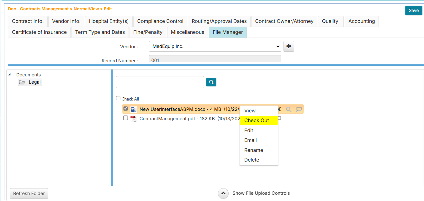 Check Out/Edit the Document