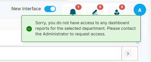 Notification if user has no dashboard access