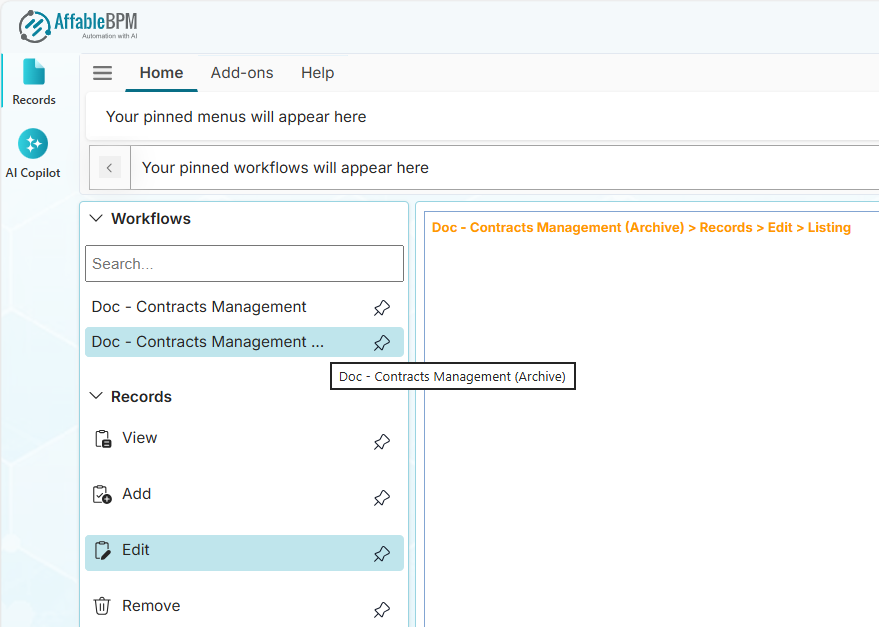 Archive repository listing