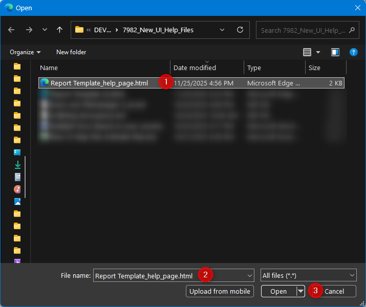 Open file dialog window