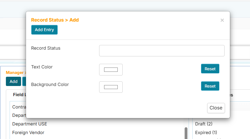Single Field Add window