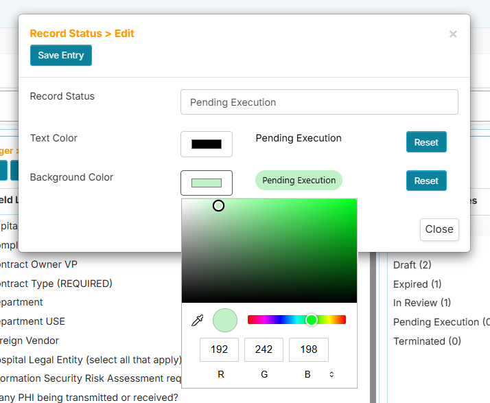 Single Field - Edit Entry background color