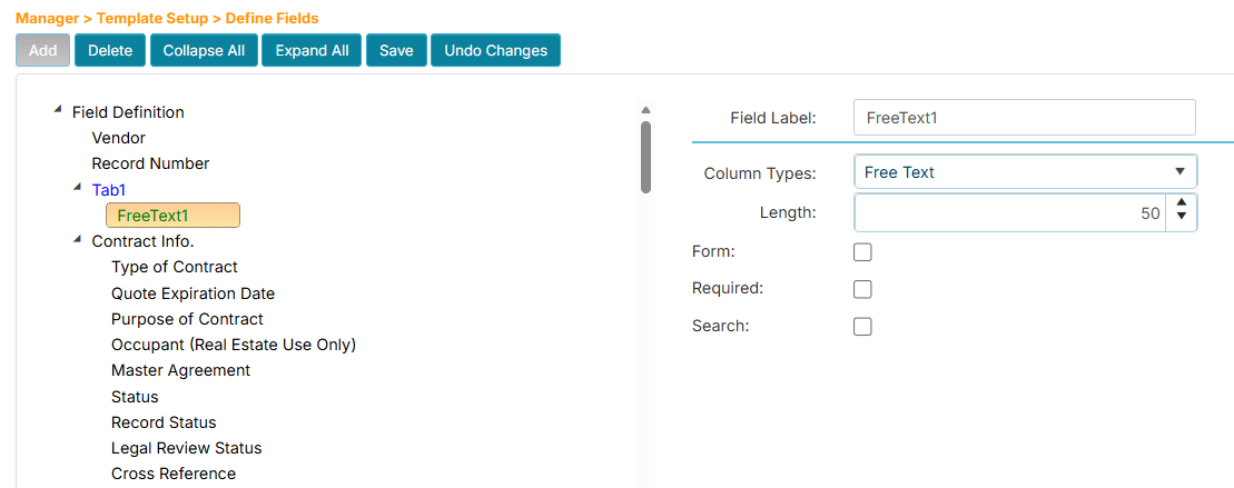 New field inside a a tab