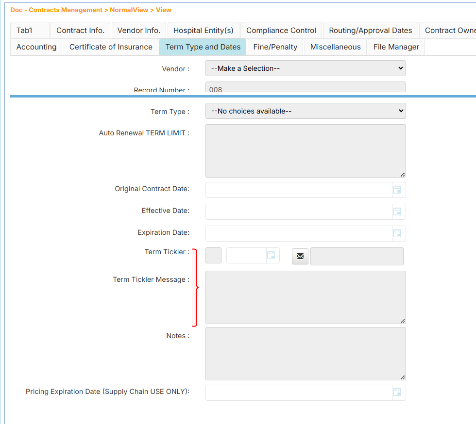 Sub Tab with a subfield