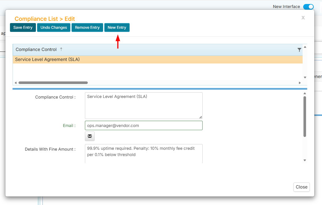 New Entry to add new items
